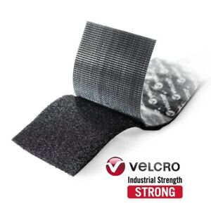 VELCRO® Brand 4” x 2” (Inch) Industrial Strength Heavy Duty Stick-On Strip-Black
