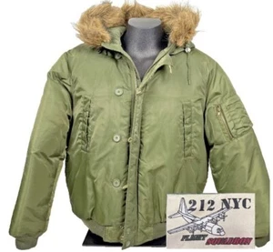 212 NYC Flight Squadron Bomberjacke Mantel Fellkapuze Herren Large grün - Bild 1 von 11