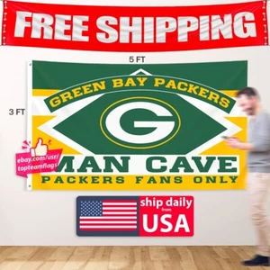 Green Bay Packers Football Fans 3x5 ft Flag Christmas Gift Banner Man Cave - Picture 1 of 12