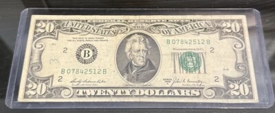 1969 A $20 Twenty Dollar Bill Federal Reserve Note New York Vintage Currency - Image 1 of 4