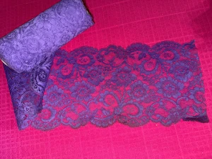 Dentelle violette  tulle, fleurs,  ancienne  800 cm x H 18 cm  réf M12 - Imagen 1 de 5