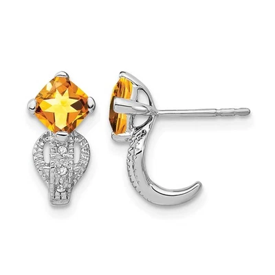14k White Gold Citrine and Diamond Drop & Dangle Earrings for Women - Image 1 of 4
