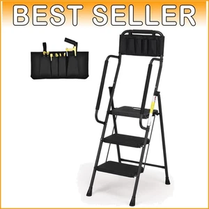 Versatile 3-Step Folding Ladder with Anti-Slip Design - Ideal for Home & Office - Picture 1 of 10