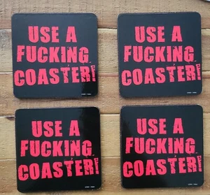 "Use a F*cking Coaster" ~~ 4er Set ~~ Korkrücken - lustige Untersetzer - Bild 1 von 2