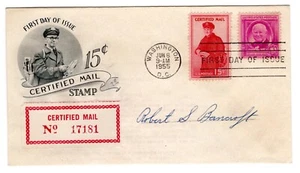 FA1 Certified Mail 1955 FDC - ArtCraft Signed by Model for the Stamp Bancroft - Picture 1 of 2
