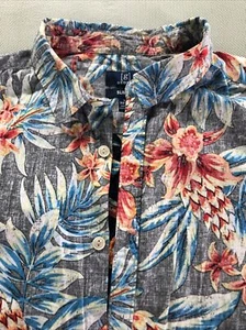 Camisa GEORGE Para Hombre L (42-44) Estampado Tropical Manga Corta Calce Ajustado Botón Delantero - Imagen 1 de 4