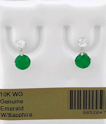 PENDIENTES COLGANTES ESMERALDA ORIGINALES DE 1,14 quilates oro blanco 14K - Certificado Gratis Foto 1 de 4
