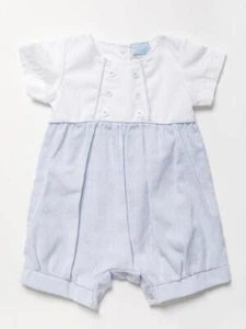 Baby Boys Sky Piped Detail Romper By Rock A Bye Baby
