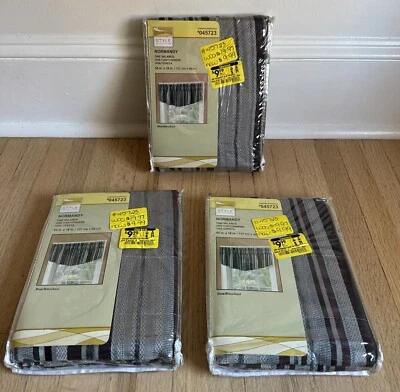 Style Selections Normandy Stripe Window Valance 54" x18" (3-pcs) New - Image 1 of 4