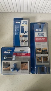 Kreg Jig Bundle - Drawer Slide + Shelf Pin + Concealed Hinge Jigs - New - Picture 1 of 7
