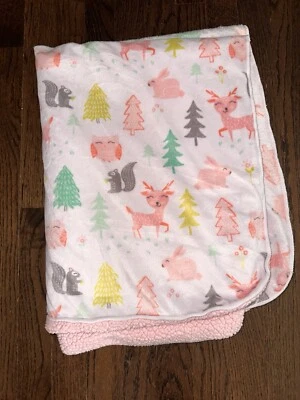 Manta bebé Cloud Island Woodland Forest ciervo búho conejitos rosa sherpa objetivo Foto 1 de 4