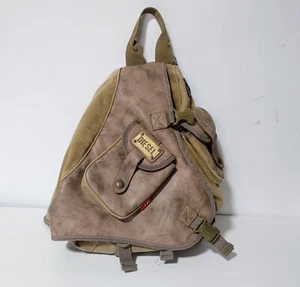 The Diesel Archive Cargo Large Cross Shoulder Leather Canvas Sling Bag - Picture 1 of 8