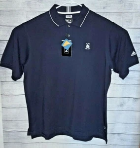 Adidas ClimaLite Herren Golf Kragen SS Strick bestickt Shirt blau Neu mit Etikett XL  - Bild 1 von 10