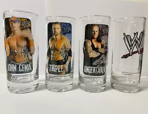 WWE Drinking Glasses set of 4 - Triple H, John Cena, Undertaker, WWE logo-NEW - Picture 1 of 5