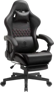 Ergonomischer Gaming Stuhl mit Massage Schwarz Rot Echtes Leder - Bild 1 von 7
