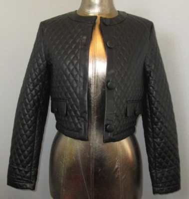 Новый с Ярлыками Zara черный выстеганная укороченная куртка женщин размер XS груди 36 пуговицах 33786 - Изображение 1 из 4