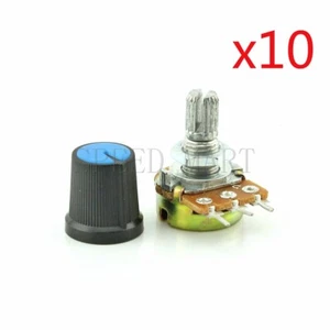 10set B50K Ohm Linear Taper Potentiometer WH148 15mm Shaft 3-Pin Plastic Knob - Foto 1 di 4