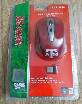 Texas A&M Aggies Wireless Optical Mouse 2.4G Windows / Mac College NCAA - Image 1 of 4