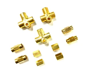 Brass Brake Line Coupler & Tee Block Kit for 3/16" & 1/4" Tubing (Pack of 11) - Picture 1 of 1