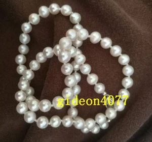 Classic AAA+ 6-7mm round white akoya pearl necklace 18 " 14k gold clasp - Picture 1 of 3