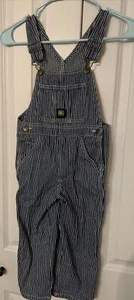 Youth John Deere Hickory Stripe Bib Overalls Size 5 Regular - Picture 1 of 6