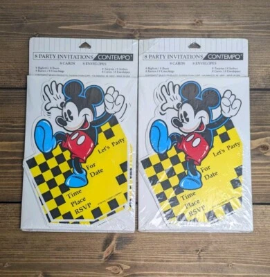 Invitaciones de fiesta vintage MICKEY MOUSE, 16 en total, cumpleaños para niños o bebés Foto 1 de 3
