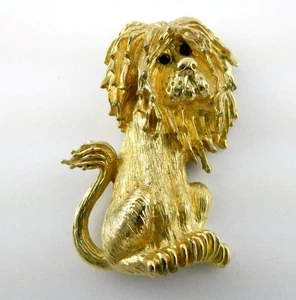 Vintage Panetta Gold Toned Metal Whimsical Lion Brooch Pin Black Eyes 37g - Picture 1 of 10