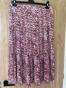 Whistles Women's Summer Cheetah Tiered Skirt Size 16 NWT - Picture 1 of 7