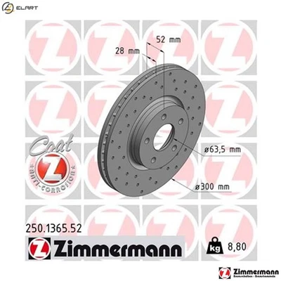 2x BRAKE DISC 250.1365.52 FOR FORD MONDEO/IV/Turnier KNBA/Q4BA 2.2L SEBA 2.3L - Image 1 of 4