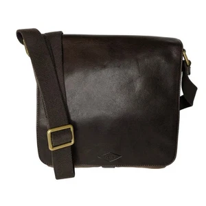 Fossil Trevor NS City Dark Brown Leather Messenger Style Crossbody Bag Unisex - Picture 1 of 20