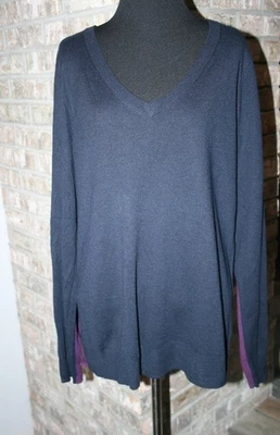 Новый ограниченный женщин шерстяная смесь темно-синий фиолетовый v-образным вырезом свитер SZ XL - Изображение 1 из 4