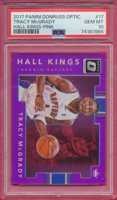 PSA 10 Tracy McGrady 2017 Donruss Optic Hall Kings #17 Pink Holo Prizm/25 Salón de la fama Foto 1 de 2