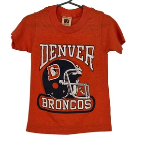 Logo 7 Kinder Jungen Small (6) Vintage 80er Denver Broncos Fußball T-Shirt orange - Bild 1 von 3