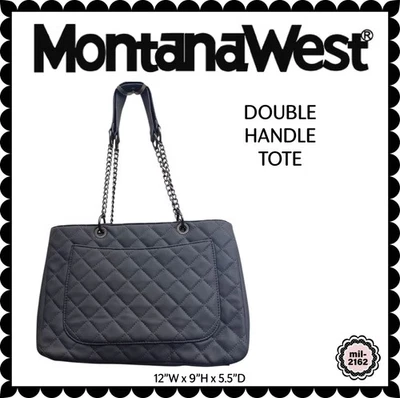 BOLSO DE MANO MONTANA WEST IMITACIÓN CUERO GRIS ACOLCHADO MANGO DBL - EN MUY BUENA CONDICIÓN Foto 1 de 4
