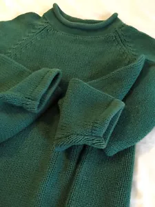 Maglione maglia cotone girocollo J.Crew vintage anni 90 grande verde minimalista classico - Foto 1 di 9