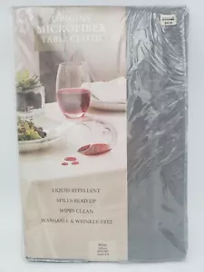 Origins Microfiber 90" In Round Spill Proof Gray Grey Tablecloth Round New - Picture 1 of 3