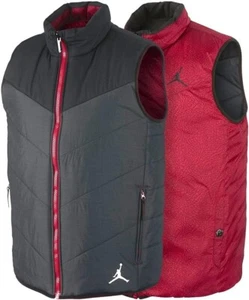 NIKE Air Jordan Puffer Vest XXL Full Zip Jumpman reversibile RARO nero rosso - Foto 1 di 12
