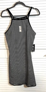 Express Black & White Sleeveless Tank Stripe Dress Large Women NEW - Picture 1 of 9