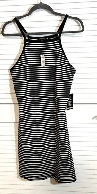 Vestido listrado regata Express preto e branco sem mangas tamanho grande feminino NOVO - Imagem 1 de 4