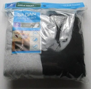 New Boys Size L 3-9 Shoe Size Gildan 6 Pair Ankle Socks - Picture 1 of 2