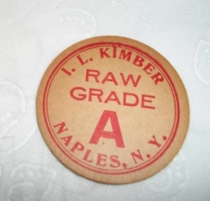 AAFA ANTIQUE VINT RAW GRADE MILK BOTTLE CAP NAPLES NY I L KIMBER - Picture 1 of 2