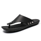 Men&#39;s Flipflops Summer Flat Non-slip Rivet Leather Slippers Beach Shoes Sandals