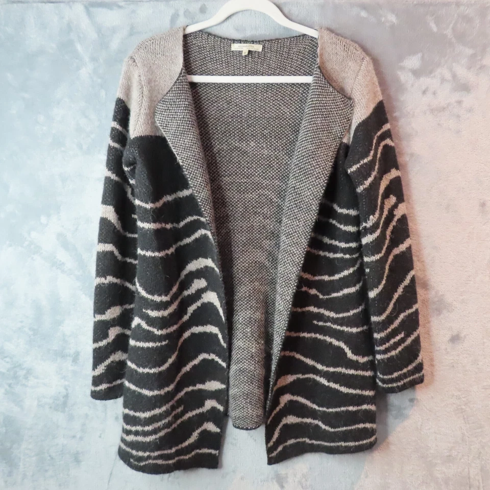 ELISABETTA Cardigan Sweater Womens Medium Black Zebra Print Wool Alpaca Blend - Image 1 of 4