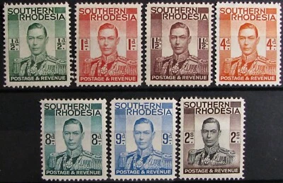 1937 Rodesia del Sur #42-52: F/VF MH - KGVI retrato parcial conjunto de 7 Foto 1 de 2