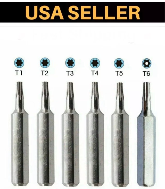 Micro Torx Driver Bits Set T1,T2,T3,T4,T5,TR6 (T6H Security) Torque Star Repairs - Image 1 of 3