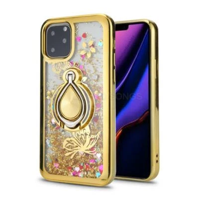 Lindo estuche protector delgado con soporte de anillo brillante para niñas iPhone 11 12 Max XR Foto 1 de 4