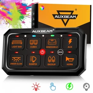 Panel de conmutación AUXBEAM 8 RGB, tamaño más grande, modo de conmutación/momentáneo/pulsado compatible - Imagen 1 de 12