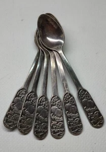Soviet dessert spoons silver plated cupronickel Set of 6 pcs USSR Russian Vintag - Picture 1 of 9