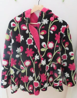 CORKY & COMPANY Size 14-16 Hooded Floral Coat w 3D Decorative Flowers - Image 1 of 4