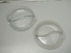 Imperial Candlewick Handled Clear Glass Divided Olive Relish Dishes Set of 2